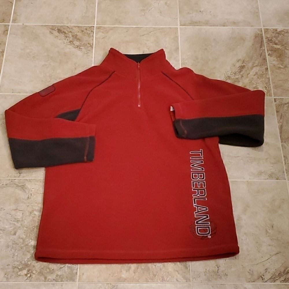 Boy's Timberland pull over red and brown fleece